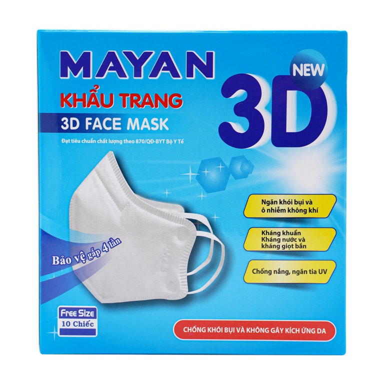 Khẩu trang Mayan 3D Người lớn (hộp 10 chiếc) | BigBuy360 - bigbuy360.vn