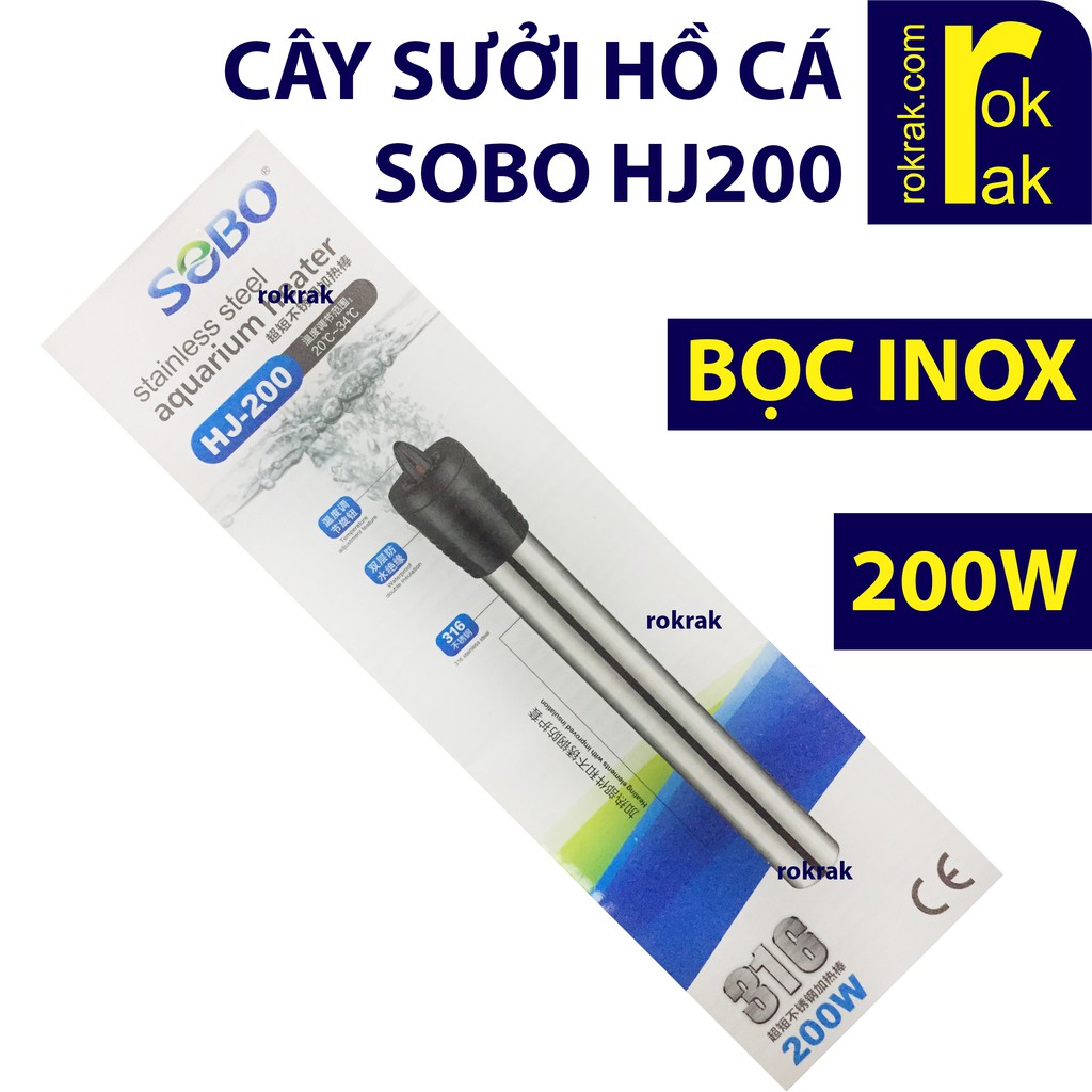 Sưởi hồ cá cây inox SOBO HJ200 200w HJ300 300w dòng cao cấp