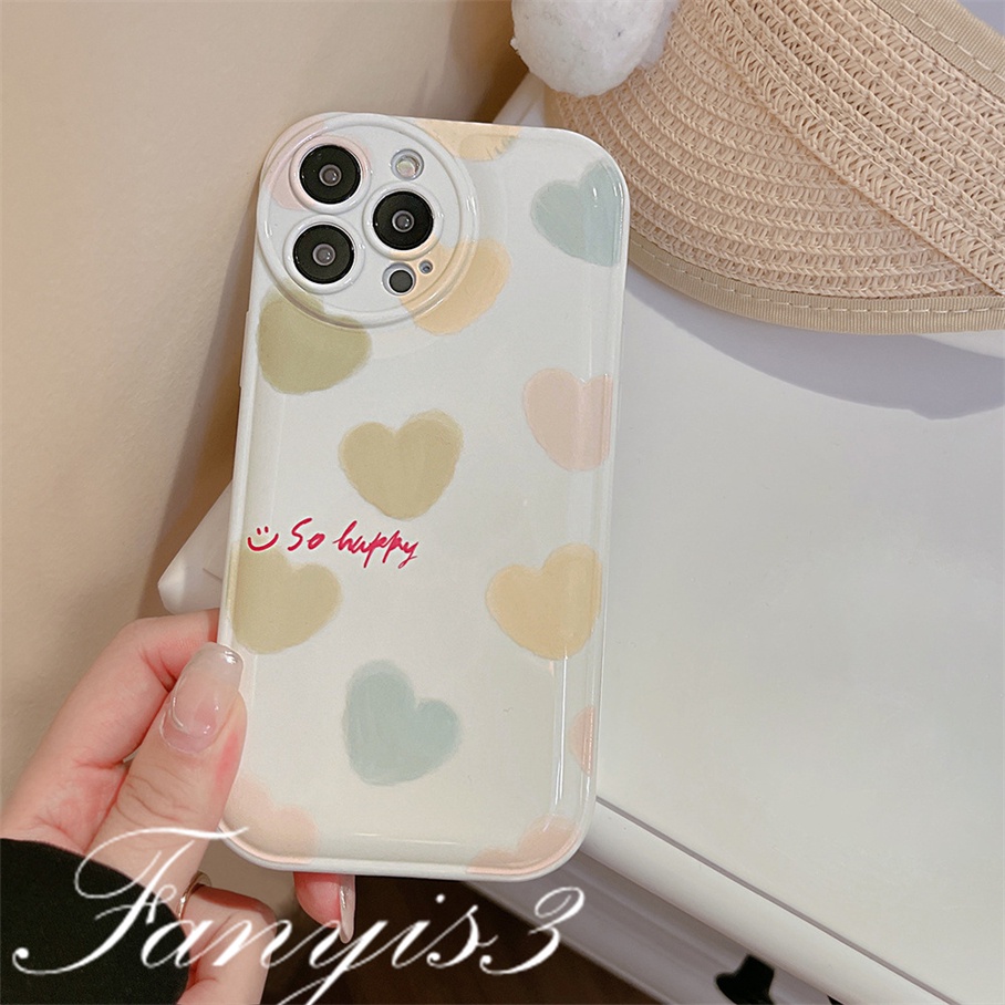 Ốp Điện Thoại Mềm Đệm Khí In Hình Trái Tim Nhiều Màu Sắc Cho iPhone 14 13 12 11 Pro Max X XR Xs Max 8 7 6 6s Plus SE 2020