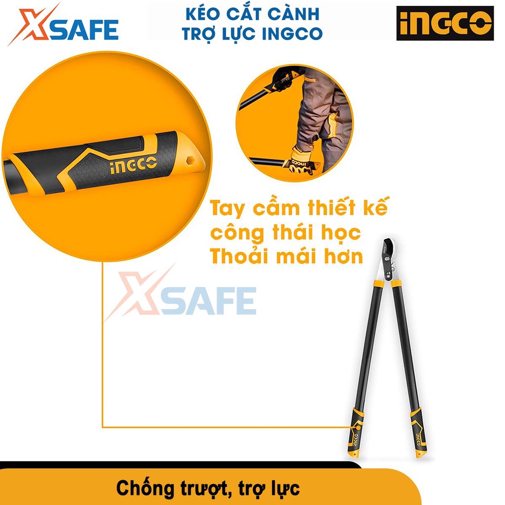 Kéo cắt cành cộng lực Ingco HLT7608 760mm, thép xử lý nhiệt, sơn chống gỉ, kìm cắt cành cộng lực [CHÍNH HÃNG][XSAFE]