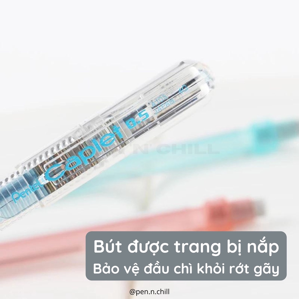 Bút chì bấm thân trong suốt có nắp Pentel Caplet cỡ ngòi 0.5mm