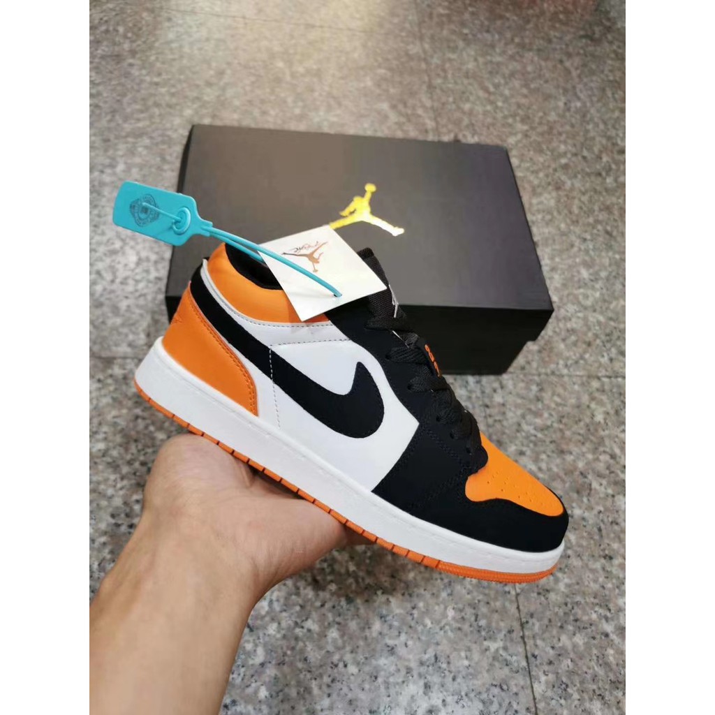 Giày thể thao Air Jordan 1 cổ thấp màu xanh dương/tím/đỏ/xanh lá/đen phong cách năng động cá tính