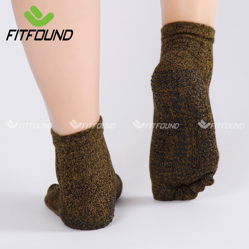 Tất / Vớ Chân Nam Freesize 39-43 Tập Yoga Pilates Len Co Giãn Đính Hạt Chống Trượt Thấm Mồ Hôi Chia 5 Ngón- Mẫu W