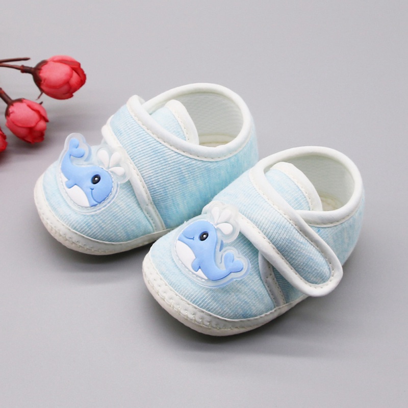 Giày Vải Cotton Đế Mềm Họa Tiết Sọc Hoạt Hình Dành Cho Bé Trai Gái Tập Đi