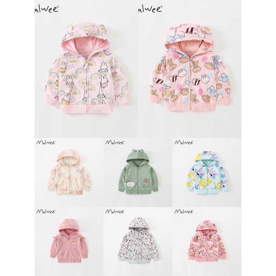 ❤️❤️Áo khoác nỉ mỏng Malwee cho bé gái  1-8 tuổi