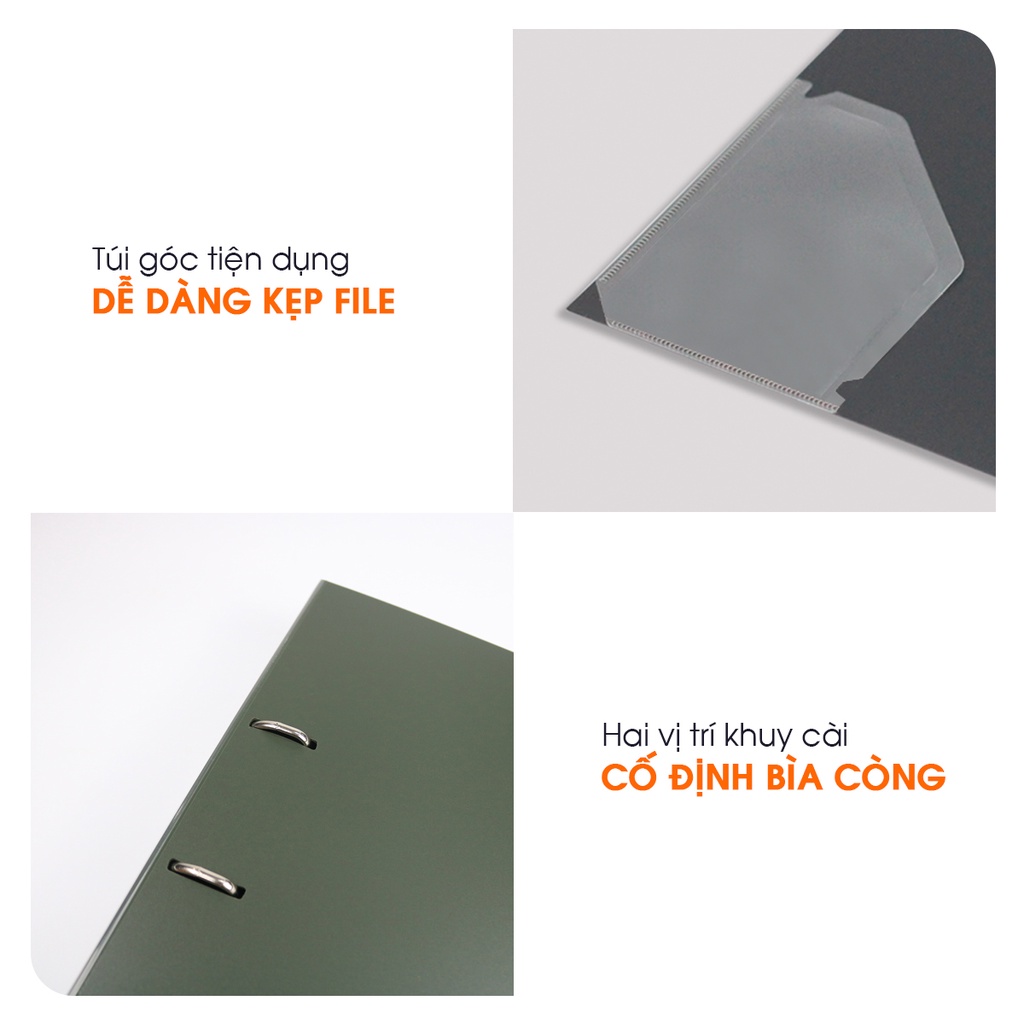 Bìa Còng D2 Switch OFF AO+, Nhựa PP/ A4, 2 Nhẫn D