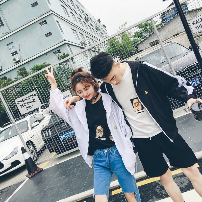 Áo khoác thể thao có sọc trắng 2 lớp dù cá tính B034