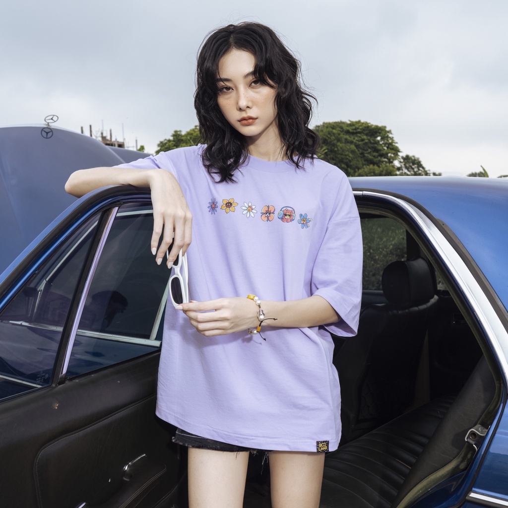 Áo Thun BOO Unisex Dáng Oversize Vải Cotton Cao Cấp Họa Tiết Hoa Nhảy BOOLAAB