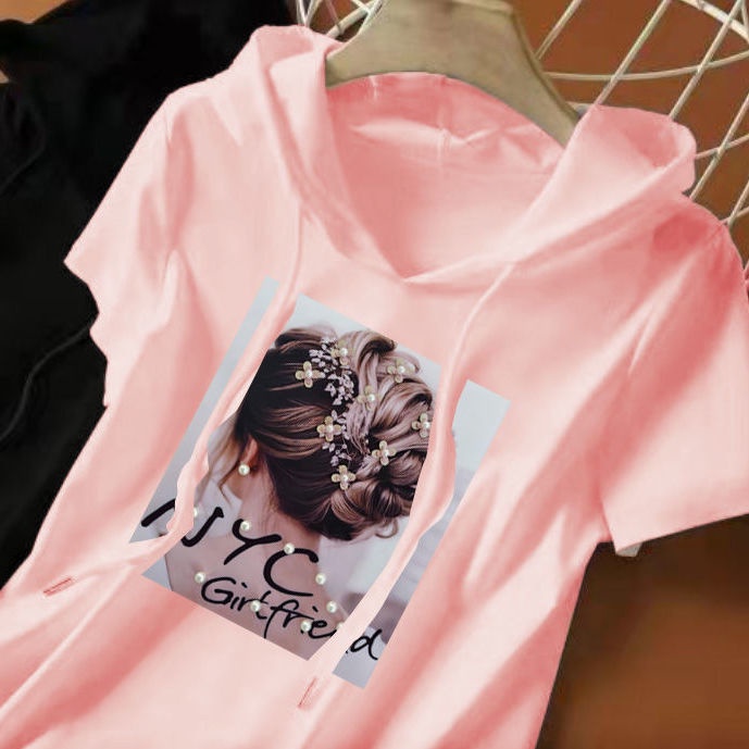 Áo Hoodie Tay Ngắn Dáng Rộng Phong Cách Hàn Quốc Thời Trang Cho Nữ