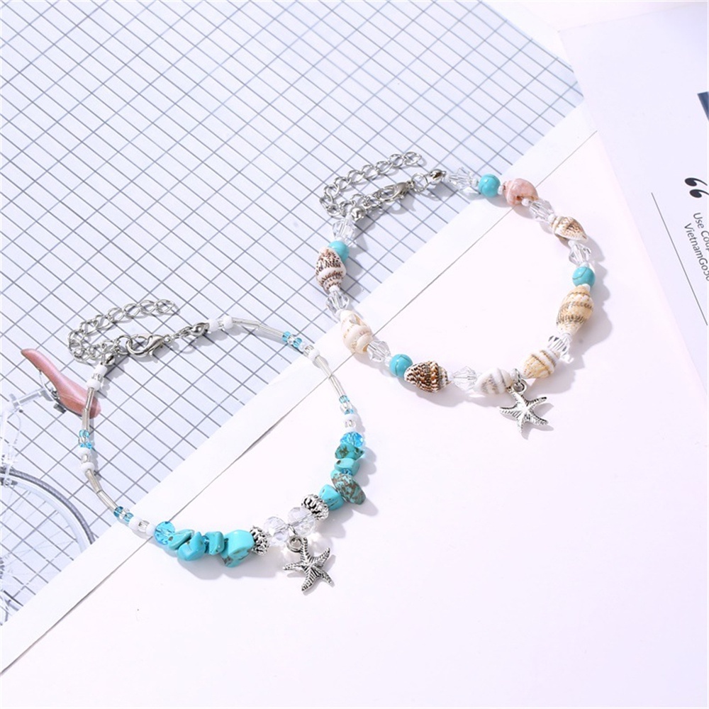 Lắc Chân Đính Đá Ngọc Lam Thời Trang Cho Nữ