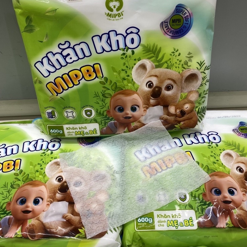 Khăn giấy khô đa năng chính hãng mipbi siêu mềm an toàn cho bé 600g=600 tờ
