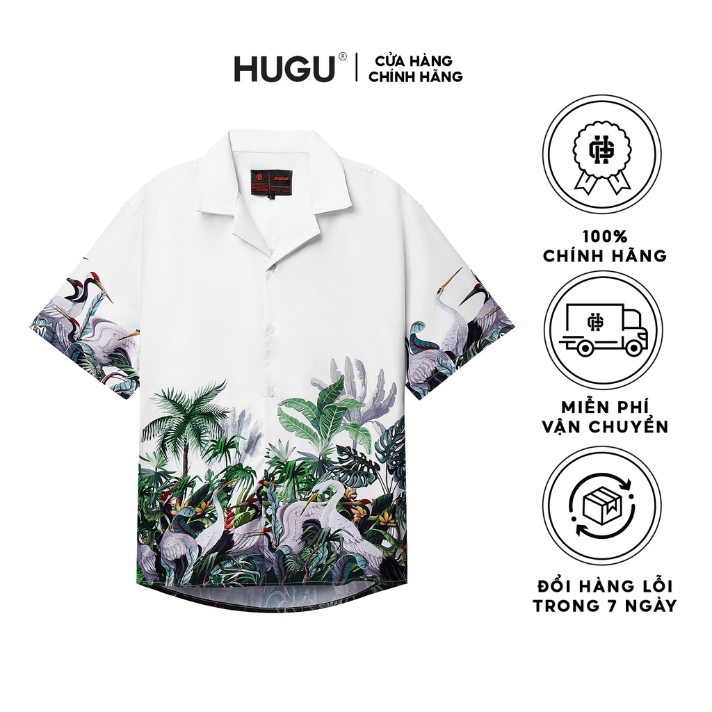 Áo sơ mi tay ngắn HUGU - Safari Ss02 - chất liệu satin - unisex