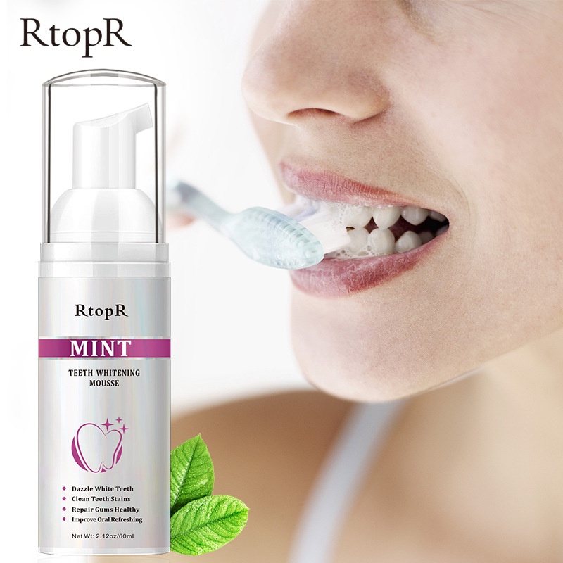 RtopR Bọt Tẩy Trắng Răng Làm Sạch Răng Khử Mùi Hôi Miệng Mousse Teeth Whitening Clean Teeth 60ml