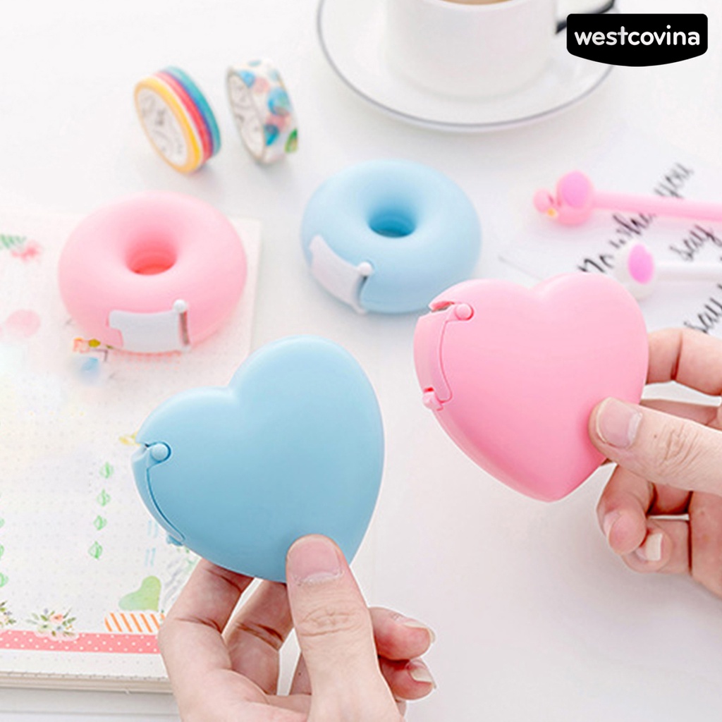 [Hot]✍Dụng Cụ Cắt Băng Keo Mini Hình Bánh Donut Và Trái Tim Hoạt Hình