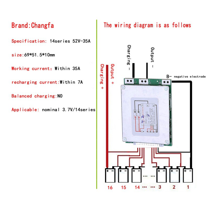 Bảng mạch pin Lipolyer 14s 52v 35a dành cho xe đạp e-ion