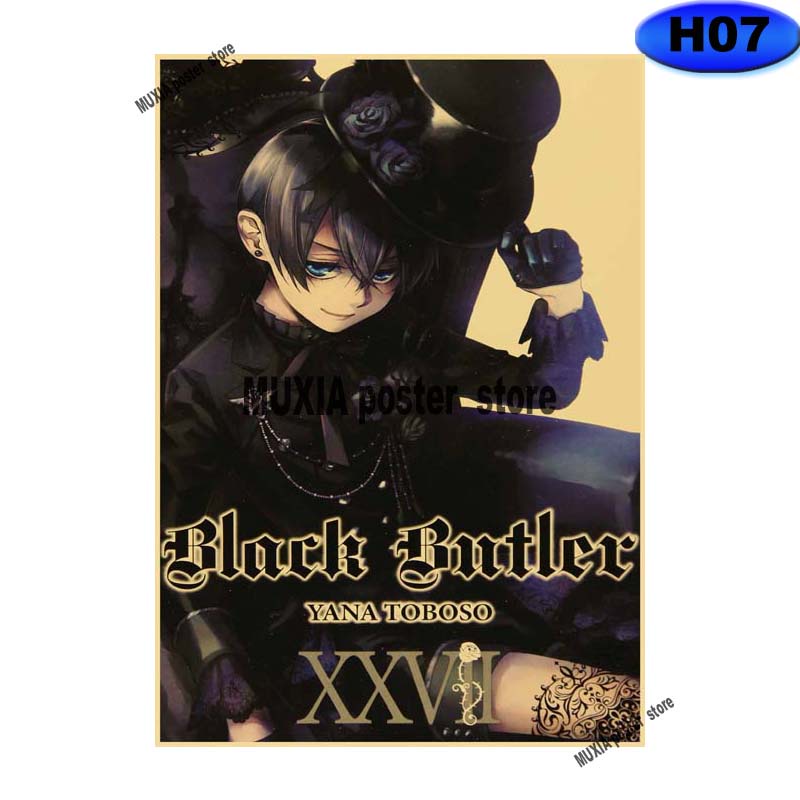 Poster Giấy kraft 42x30cm In Hình anime black butler Trang Trí Nội Thất