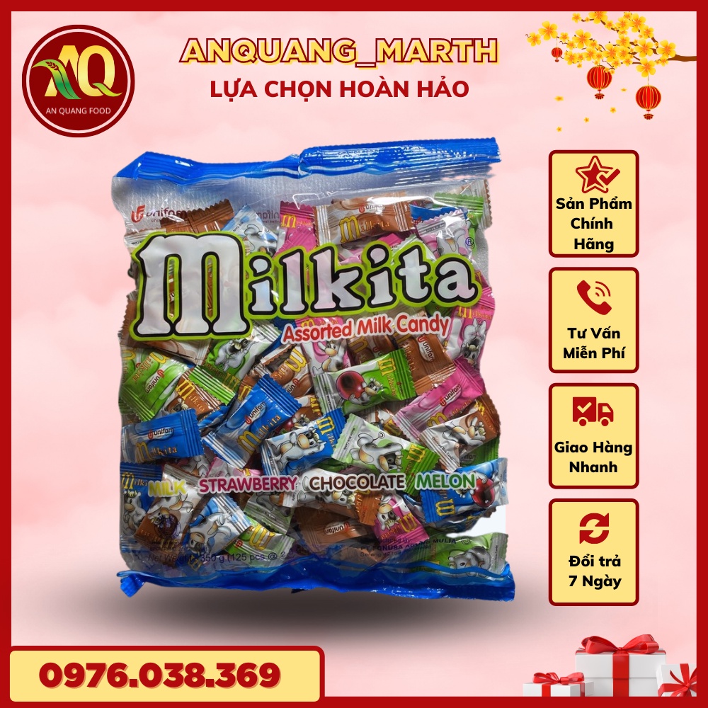 Kẹo Mikita ANQUANG_MARTH, kẹo 30 viên 4 vị sữa, socola,dâu,dưa gói 90gr- Hàng chất lượng