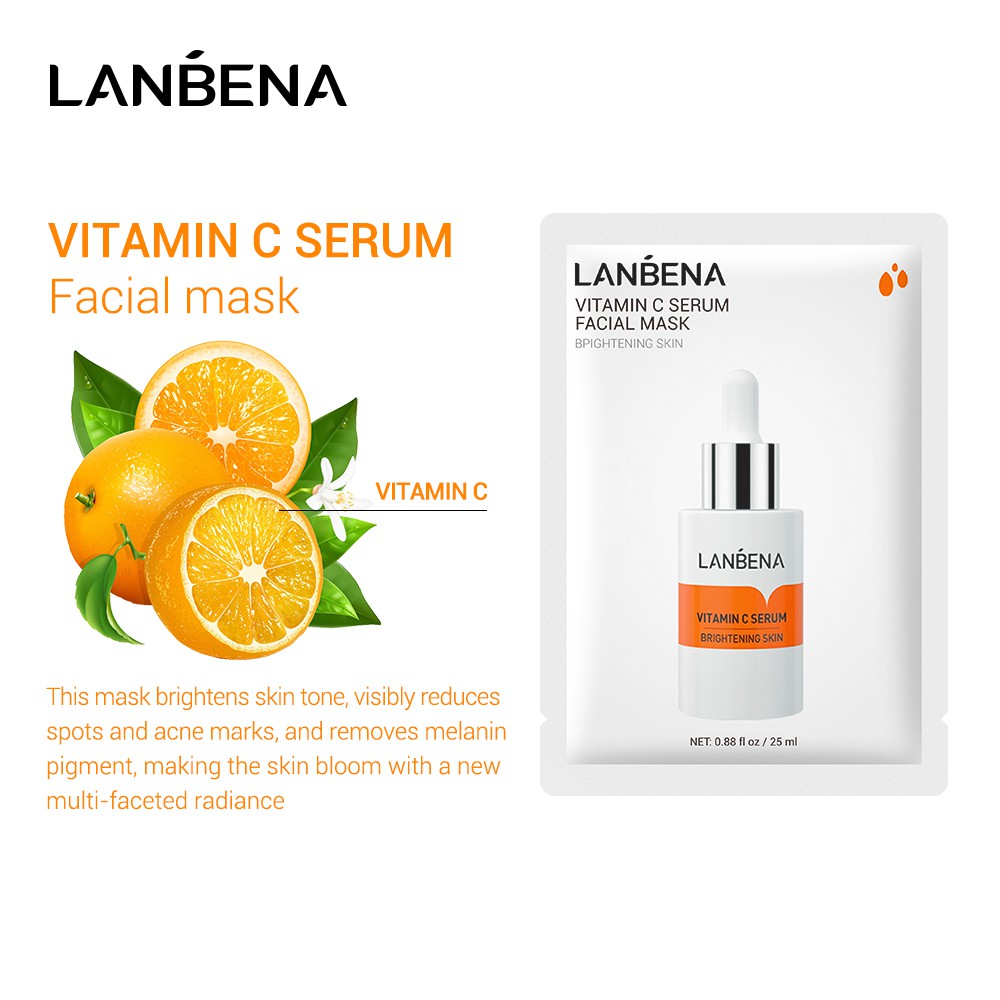 Mặt Nạ Lanbena Vitamin C Chiết Xuất Trái Cây Làm Trắng Sáng Da Chống Lão Hóa 25ml