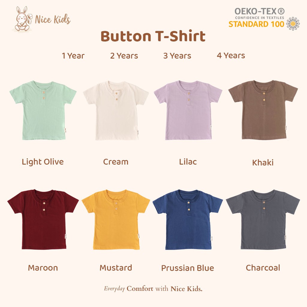 Nice Kids Unisex T-Shirt Button (1-4 Tuổi)