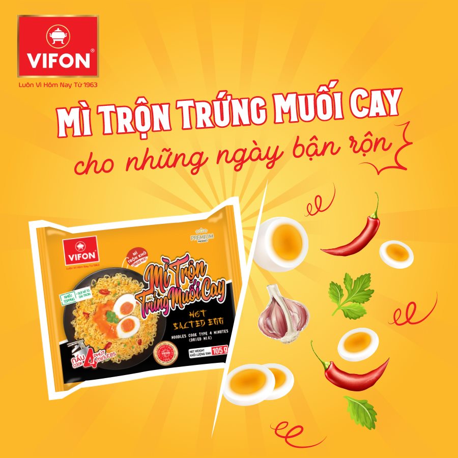 Mì Trộn Trứng Muối Cay Vifon Gói 105G