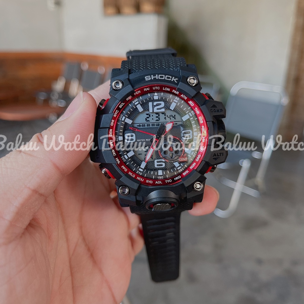 Đồng hồ thể thao nam nữ kim điện tử - GA1100 viền đỏ | BigBuy360 - bigbuy360.vn