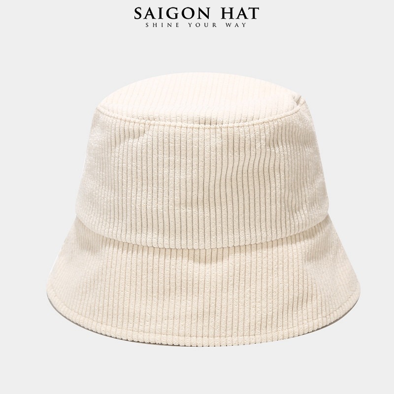 Nón bucket nữ trơn nhung mũ bucket nữ vành cụp suông cá tính năng đội form chuẩn dễ đội có dây rút điều chỉnh size đầu
