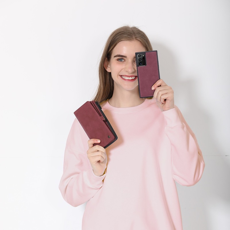 Bao da kiểu ví từ tính có ngăn thẻ khóa kéo cho Samsung Galaxy Note 20 Ultra/S20 Ultra S20+ Plus 5G/Note 10 Plus