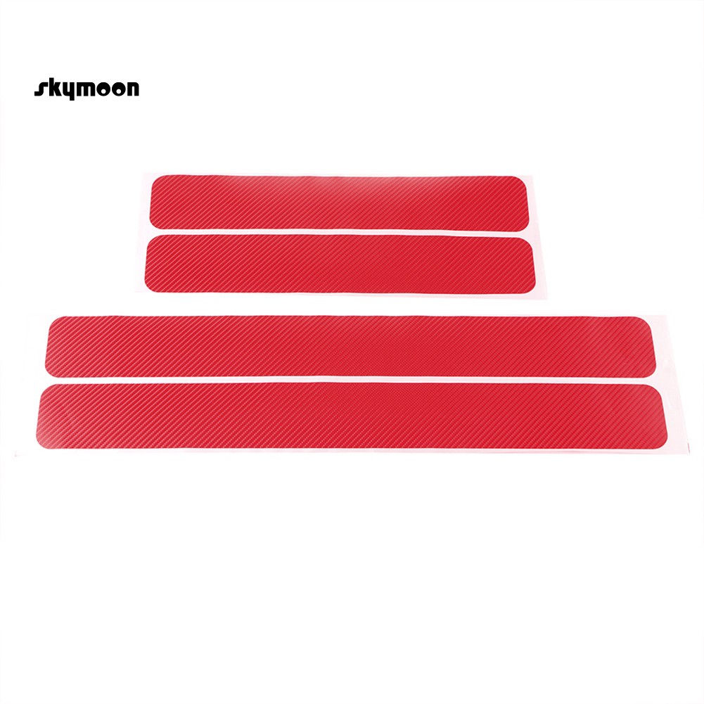 Bộ 4 miếng dán ngưỡng cửa chống xước họa tiết sợi carbon 3D dành cho xe hơi
