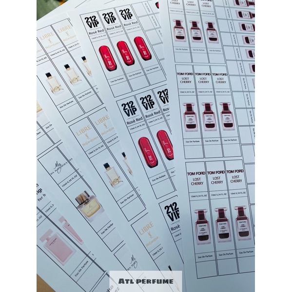 Set 10 tem dán chai chiết nước hoa mẫu thông dụng | Thế Giới Skin Care