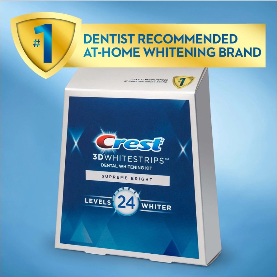 Miếng dán trắng răng Crest 3D Whitestrips Supreme Bright - Làm trắng vượt trội, phù hợp với răng khỏe