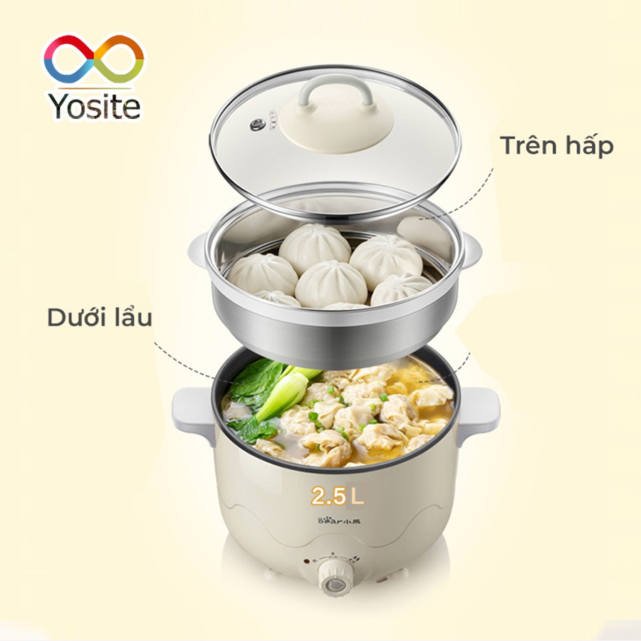 Nồi lẩu điện Bear đa năng DRG-C18H1 dung tích 2.5L điều chỉnh nhiệt độ dễ dàng nướng lẩu bảo hành chính hãng