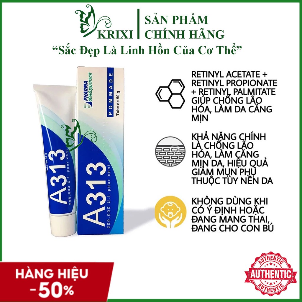 [A313 Retinol] Kem A313 Retinol giảm mụn,mờ thâm nám, sáng da 50g