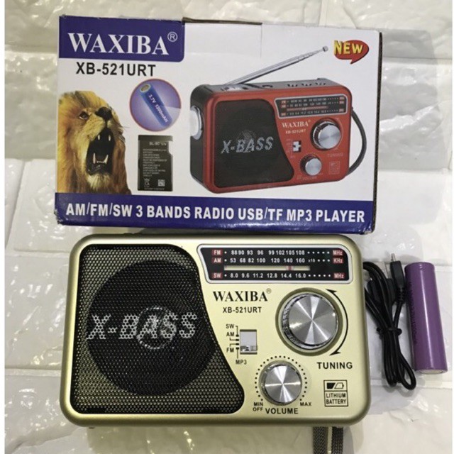 Máy nghe nhạc kiêm đài Radio FM Waxiba XB-521URT- Đài FM 521 có hỗ trợ thẻ nhớ TF và USB có đèn pin - Giá Sốc