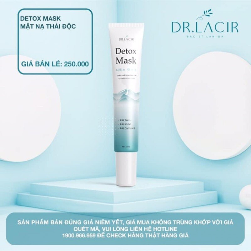 [20gr][tặng 1 mặt nạ glutathione] Mặt Nạ Thải Độc detox mask Dr.Lacir - kiềm dầu, sạch mụn nám
