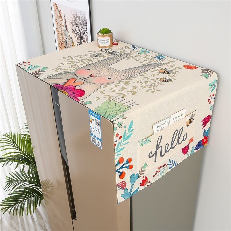 Vỏ Bọc Tủ Lạnh Bằng Cotton Lanh Chống Bụi Có Hai Cửa Tiện Dụng