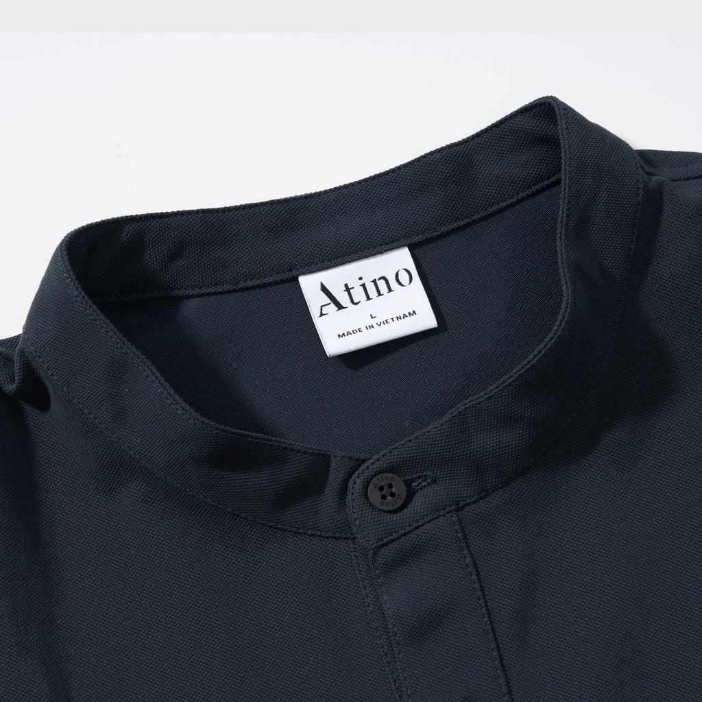 Áo Thun Cộc Tay Nam Trơn Cổ Tàu ATINO Chất Liệu Cotton Cá Sấu Form Regular PL7.3016