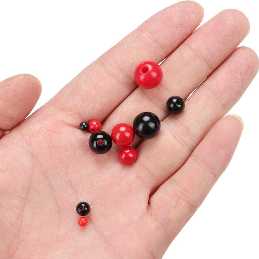 Set 100 Con Mắt Nhựa 4-12mm Màu Đỏ Đen Cho Búp Bê