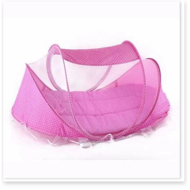 Màn, mùng, nôi chụp cho em bé có nhạc, kèm đệm lót, gối đầu