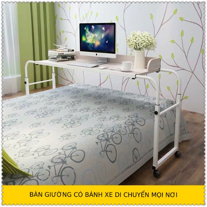 Bàn làm việc nâng hạ kèm bánh xe - Bàn máy tính Laptop di dộng có bánh xe điều chỉnh được chiều cao như ý