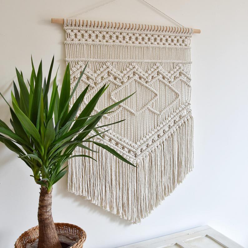 Mẫu treo tường Macrame trang trí nội thất - Macrame Lá