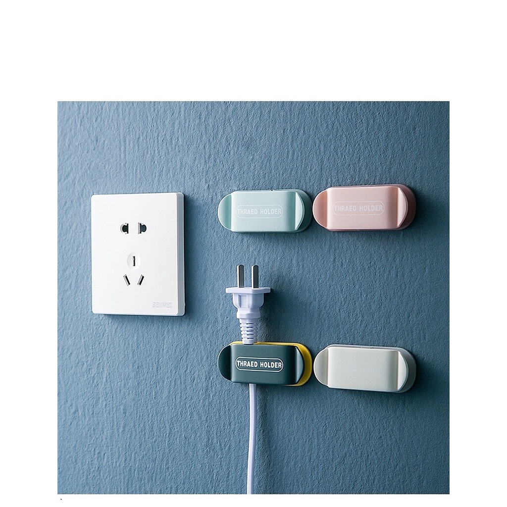 Móc dán tường treo dây sạc điện thoại, kẹp giữ dây điện, phích cắm điện đa năng E545