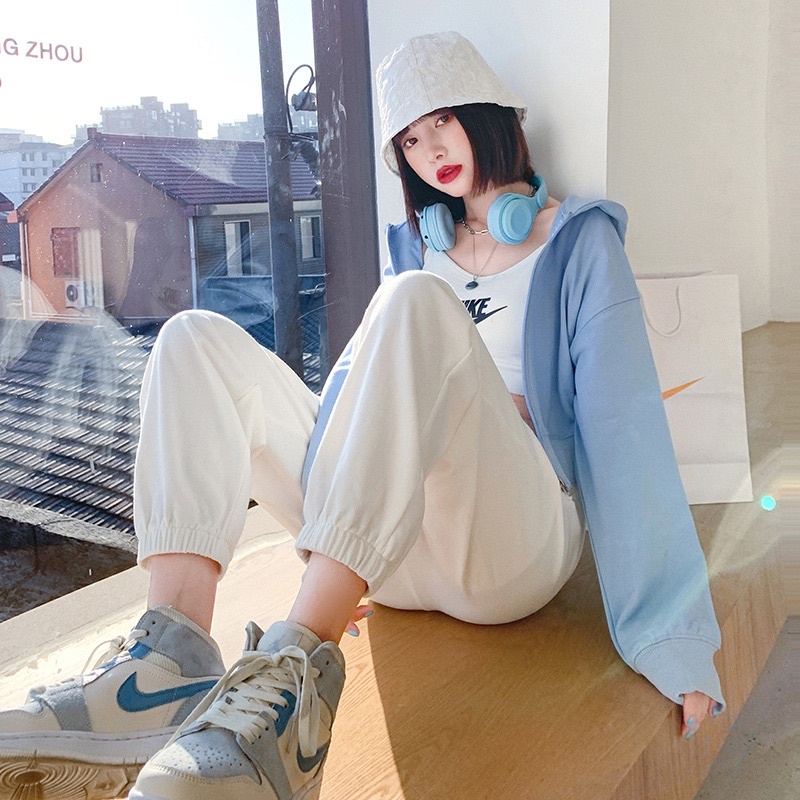 Quần Jogger nữ bo gấu dây rút chất len tổ ong dày dặn không bai xù, mã Q01