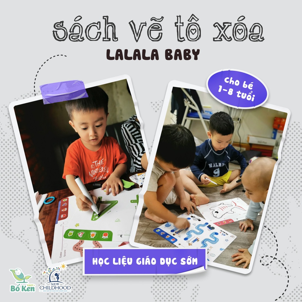 Sách vẽ tô xóa, đồ chơi thông minh, học liệu giáo dục sớm thương hiệu Lalala Baby