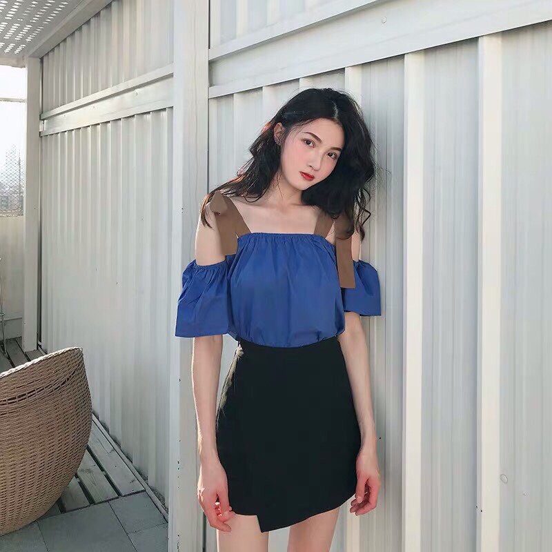 Áo thun nữ croptop trễ vai hai dây cực xinh