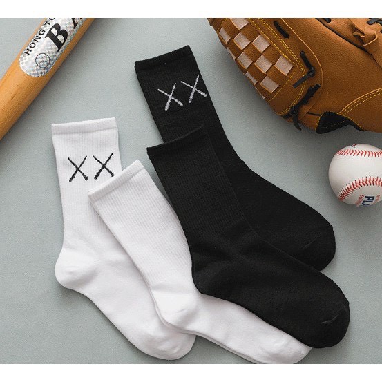 FREESHIPTất Vớ Nam Nữ Trơn Cổ Cao Chữ Xx Kaws cotton siêu đẹp