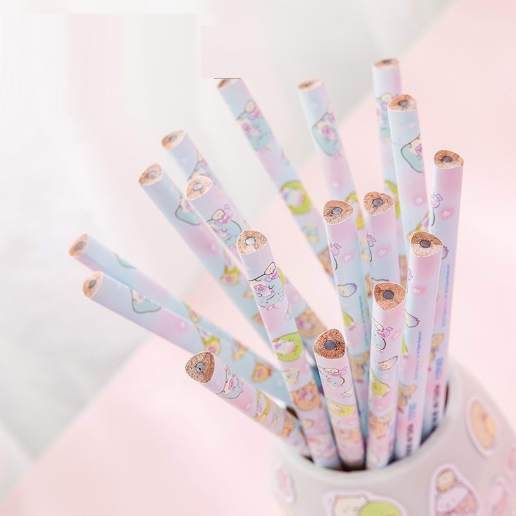 Bút Chì Tam Giác In Hình Dễ Thương- Hộp 12 Bút- Bút Chì Kèm Gôm Tẩy Cho Học Sinh, Sinh Viên