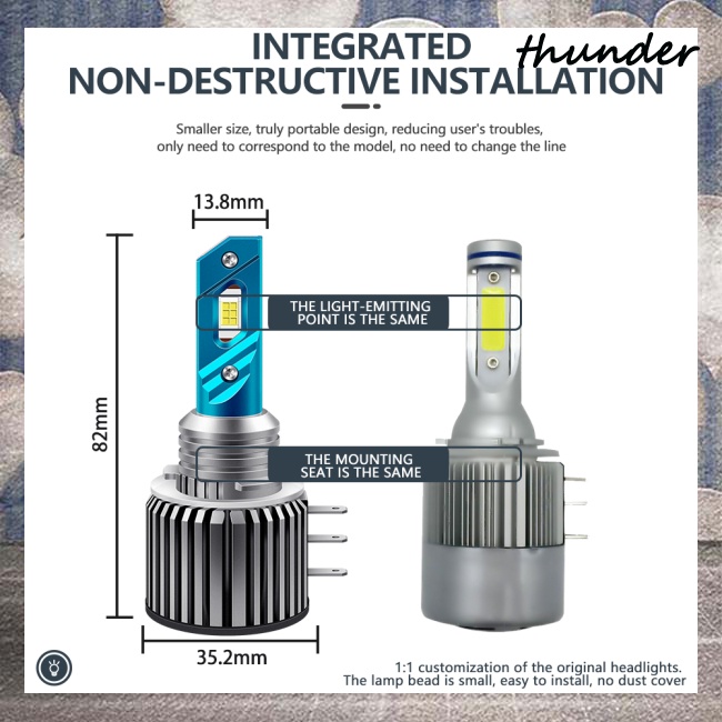 1 Cặp Đèn Pha Siêu Sáng H15 20000lm 6000k 10-32v 80w Chất Lượng Cao Cho Xe Hơi