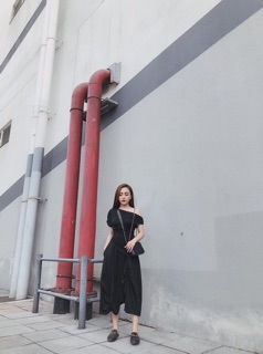 Sét áo lệch vạt mix quần bom