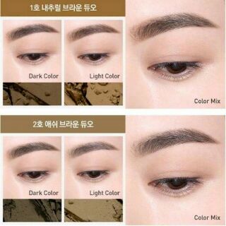 Combo khuôn dán chân mày + bột tản + cọ kẻ mày