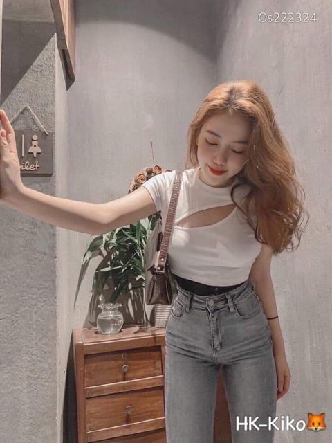 Áo Croptop khoét ngực thun borip A3